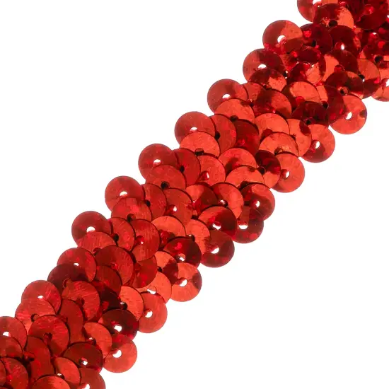5 yards of 2 Row 7/8" Starlight Hologram Stretch Sequin Trim | 5 yard cut Red {1}