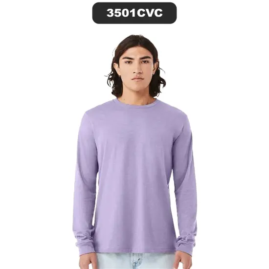 BELLA + CANVAS&reg; Heather CVC Crewneck Long Sleeve Tee Heather midnight na {3}