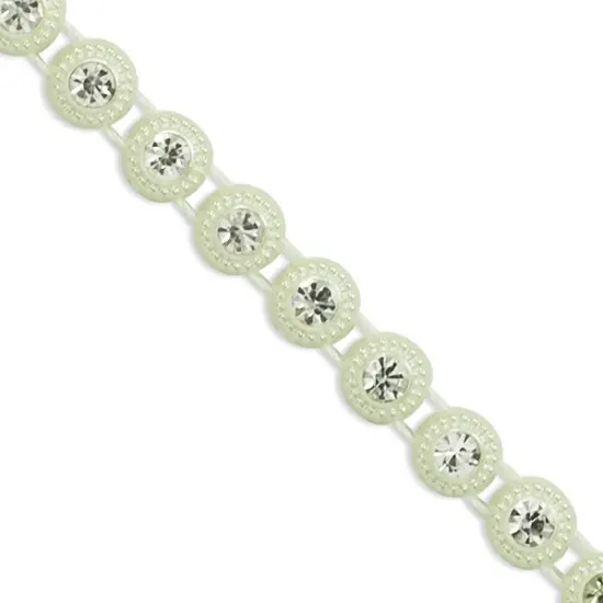 5 yards of Bernadette 5/16" Round Rhinestone Trim | 5 yard cut White {1}