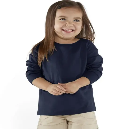 Rabbit Skins&reg; Toddler Cotton Jersey Crewneck Long Sleeve T-Shirt - 3311 Heather {4}