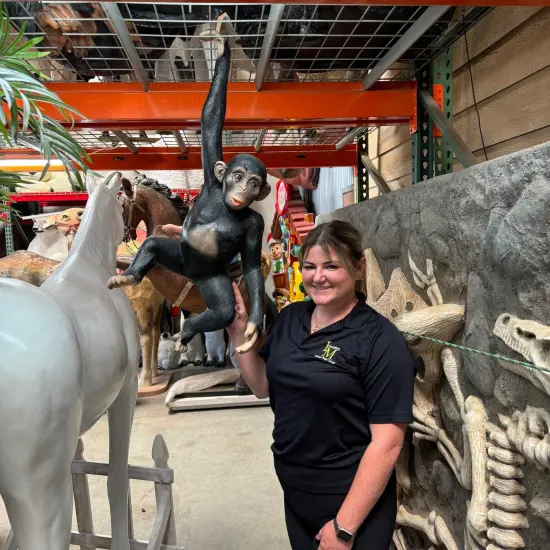 Monkey Chimpanzee Hanging Life Size Statue {3}