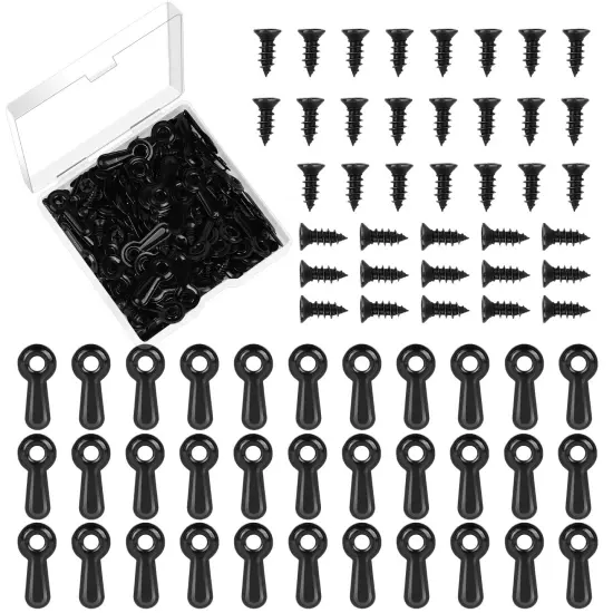 Picture Frame Turn Button Fasteners Set, 100 PCS Picture Frame Backing Clips Photo Frame Hardware Clips with 100 Pieces Screws for Hanging Pictures, Photos, Drawing by PinCute (Black) {1}