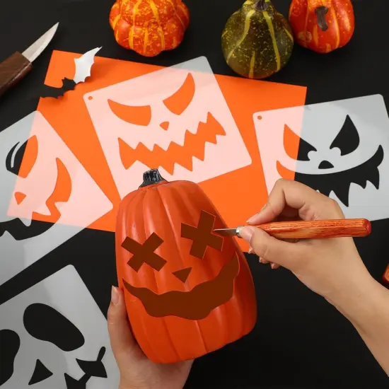 50 Pcs Halloween Pumpkins Carving Stencils(Halloween Style) {4}