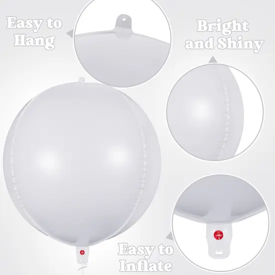 6 Pcs White Foil Mylar Balloons(white) {4}