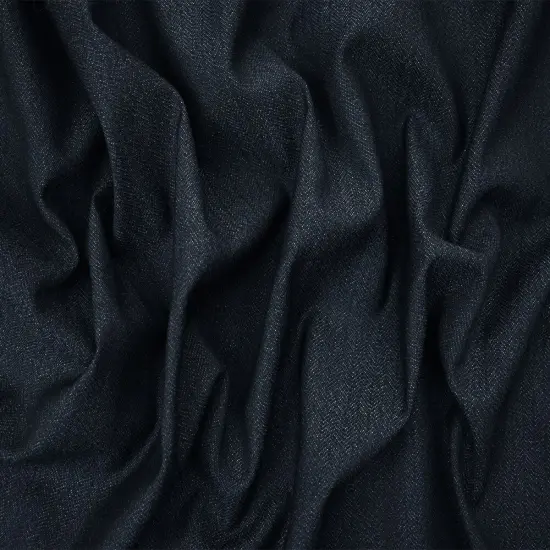 Deep Blue-Gray Poly-Wool Herringbone Stretch Suiting Woven Fabric By the Yard {3}