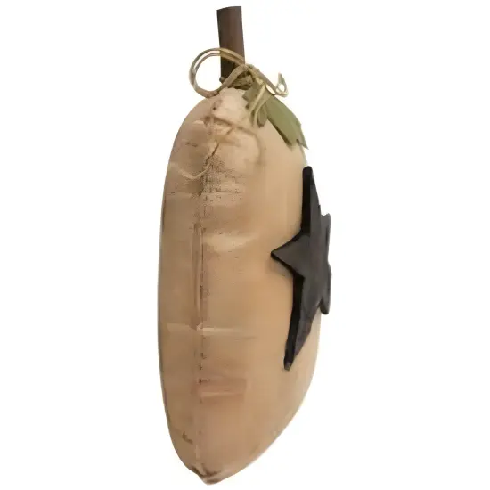 Cream Fabric Grungy Pumpkin with Star and Jute Burlap Accents Rustic Decor {2}