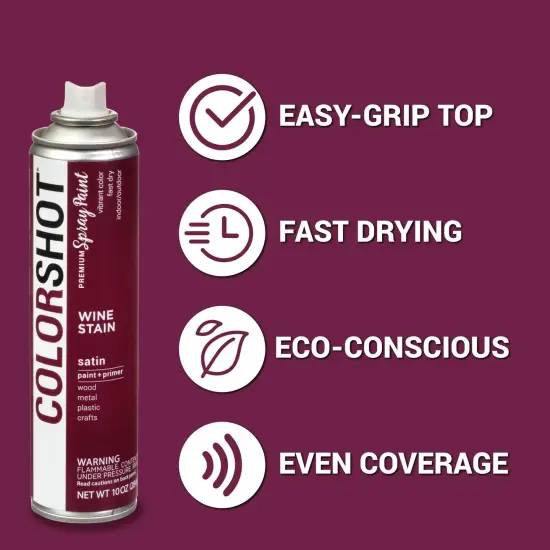 COLORSHOT Satin Spray Paint Wine Stain (Burgundy) 10 oz. 4 Pack {5}