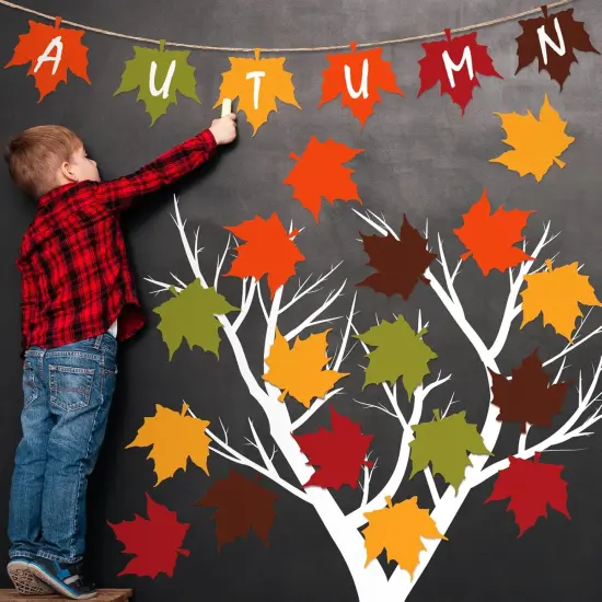 200 Pcs Paper Leaves Fall Thanksgiving Leaf {4}