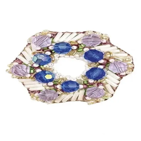 Beadwork Kit for making Crystal Art brooch Winter wreath BP-362C {2}