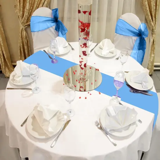 Round Plastic Disposable Tablecloth 84 Inch Stain and Wrinkle Resistant {5}