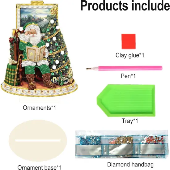 Green Santa Claus Christmas Diamond Art Tabletop Decoration {2}