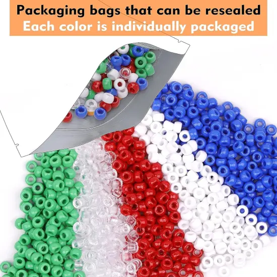 1000 Pcs Red White Blue Green Pony Beads for Jewelry Making Supplies {2}
