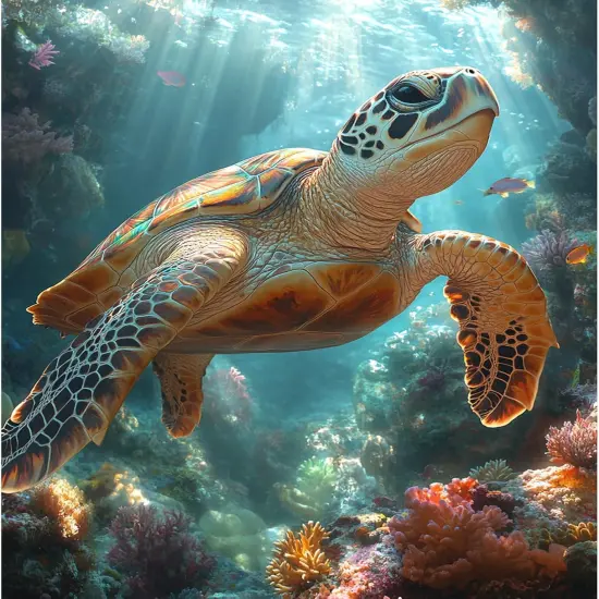 Sea Turtle Paint by Numbers Kit for Adults Beginner Animal Oil Painting Kit for Gifts Home Wall Decor 16x20 Inch {1}