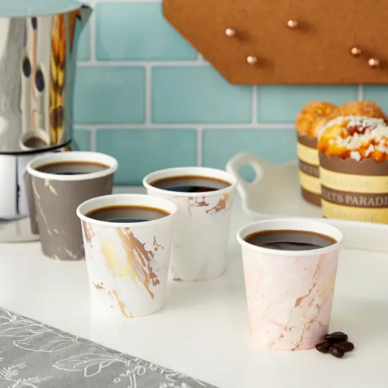 100 Pack 4 Oz Mini Disposable Paper Cups - Marble Disposable Party Cup for Espresso, Mouthwash, Tea, Coffee, Versatile Espresso Cups Multicolor {2}