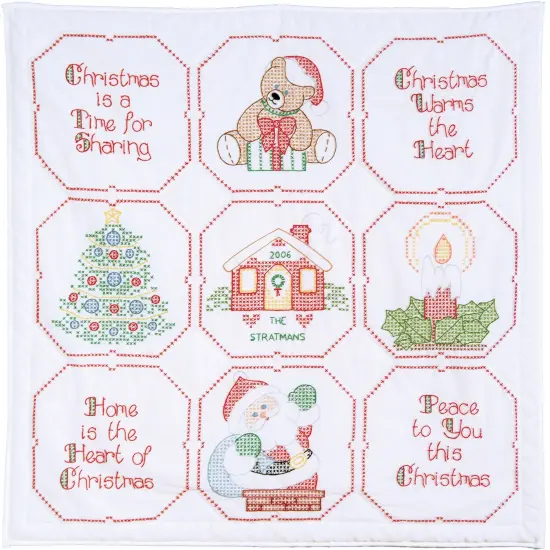 Jack Dempsey Stamped White Wall Or Lap Quilt 36"X36"-Christmas Blessing {4}