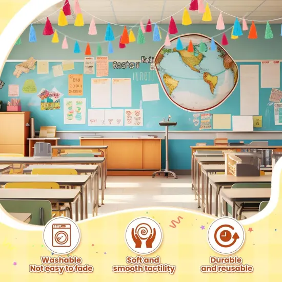 4 Pcs Rainbow Tassel Garland Boho Colorful Garland Banner Decor(Tassel in 6.3 Inches) {3}