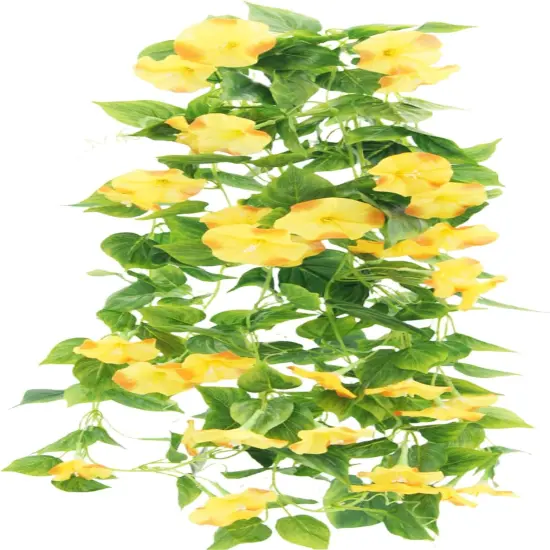 15Feet 2Pcs Artificial Silk Flower Garland for Outdoors Indoor(Yellow) {1}