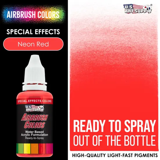 Neon Red, Fluorescent Special Effects Acrylic Airbrush Paint, 1 oz. {2}