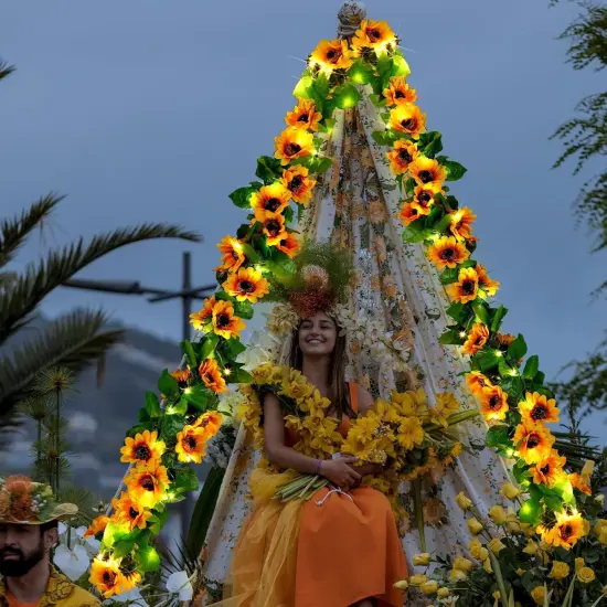 8 Pack 8.2 Ft 30 LED Light Artificial Sunflower Vines Faux Hanging Garland(Yellow) {5}