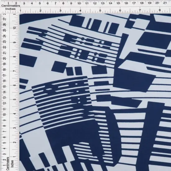 1 Yard DTY Geo Print Fabric, 190 GSM Polyester Spandex Blend 58/60" Width NAVY {5}