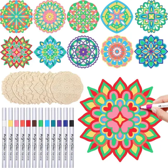 22 Pack DIY Wooden Mandala Art Set {1}