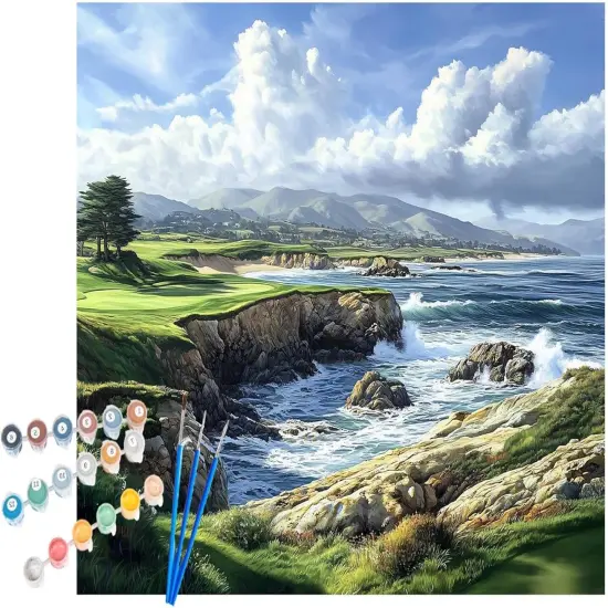 Golf Course Paint by Numbers for Adult Beginner, Beach Landscape (16x20inch) {1}