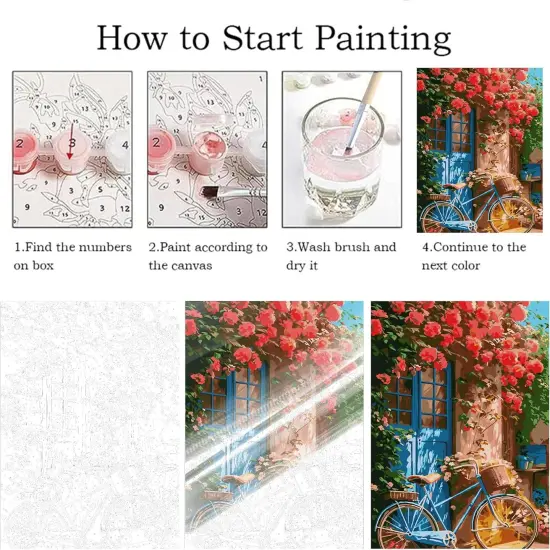 Paint by Numbers for Home Wall Art Decor-Flowers and Bicycles {3}