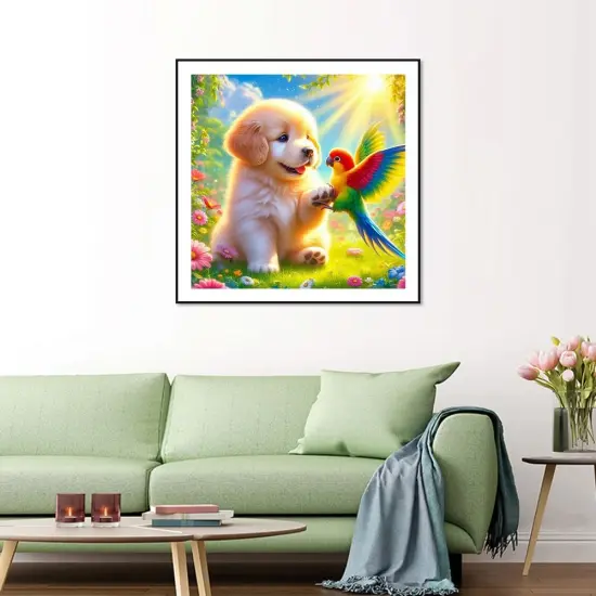 Dog and Parrot Diamond Art Painting Kits for Adults,12x12 inch/30x30cm {2}