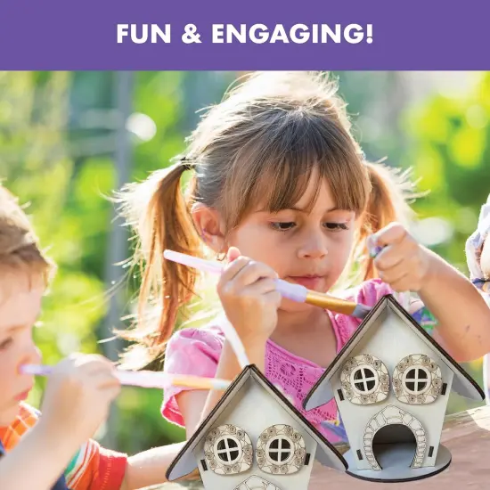 Wooden Fairy House Craft Kit for Kids DIY Fairy Garden with Paints & Decorations {4}