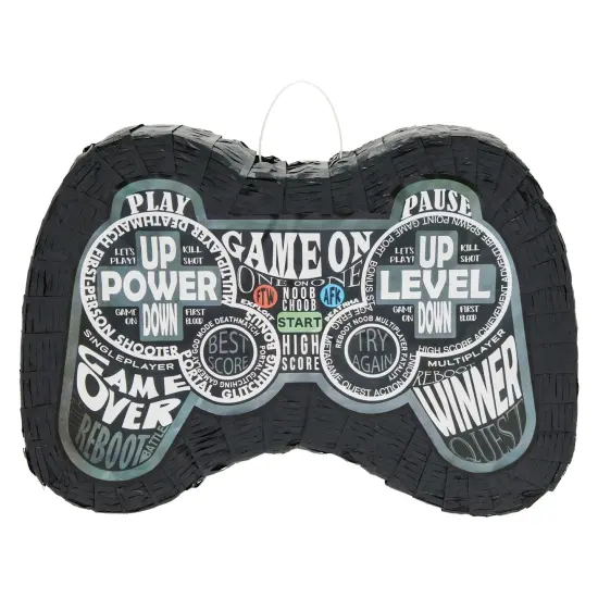Video Game Pinata for Boys, Gamer Birthday Decorations and Party Supplies, Controller Shaped (Small, 16.5x11x3 in), For Ages 3+ Black {6}