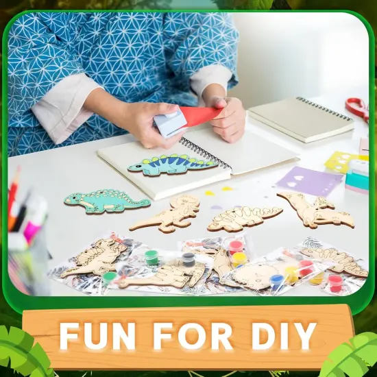 24 Set Dinosaur Party Favors Dinosaur Wood Painting Kit {4}