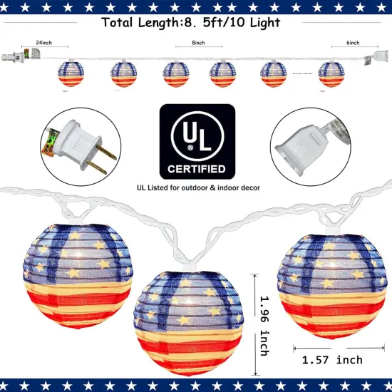 American Flag Lantern String Lights,8.5FT {2}