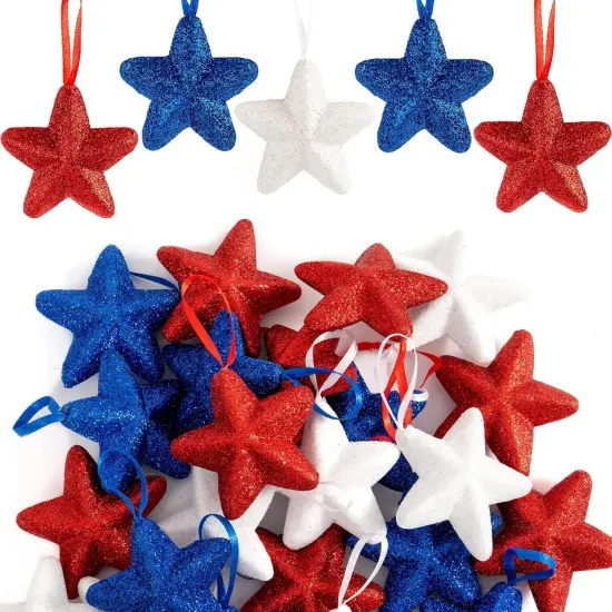 6cm - 24 Pcs 4th of July Decorations for Tree Ornaments ,Red White Blue {1}