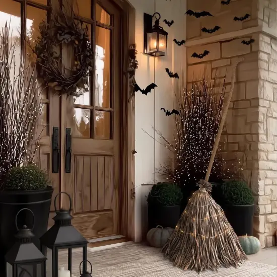 Fall Decor for Home - 5.2 Ft Giant Light-Up Witches Broom {5}