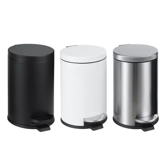 4.5 Liter(1.2 Gallon) Small Round Trash Can with Plastic Inner Bucket White {5}