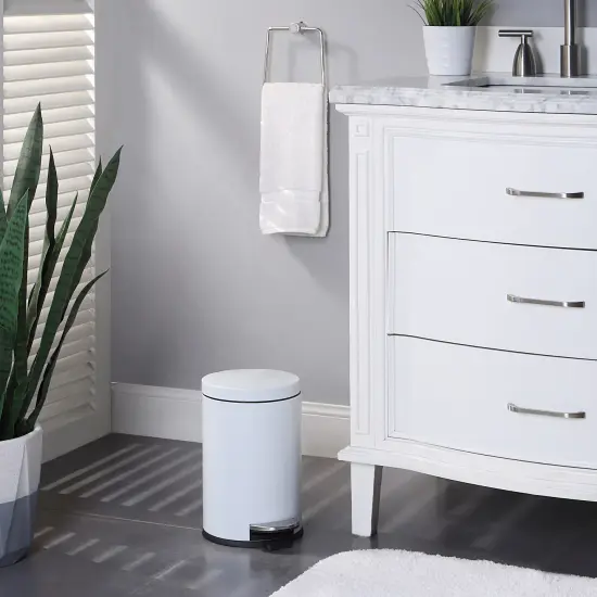 4.5 Liter(1.2 Gallon) Small Round Trash Can with Plastic Inner Bucket White {2}