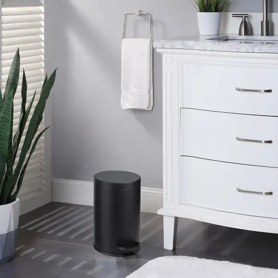 4.5 Liter(1.2 Gallon) Small Round Trash Can with Plastic Inner Bucket Black {2}