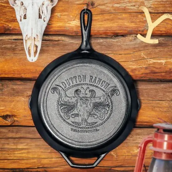 Lodge Yellowstone Cast Iron Skillet, 10.25 inch diameter with Steer Design, Pre-seasoned and Made in USA {4}