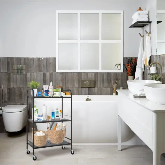 Metal Rolling Organizer Utility Craft Cart Black {6}