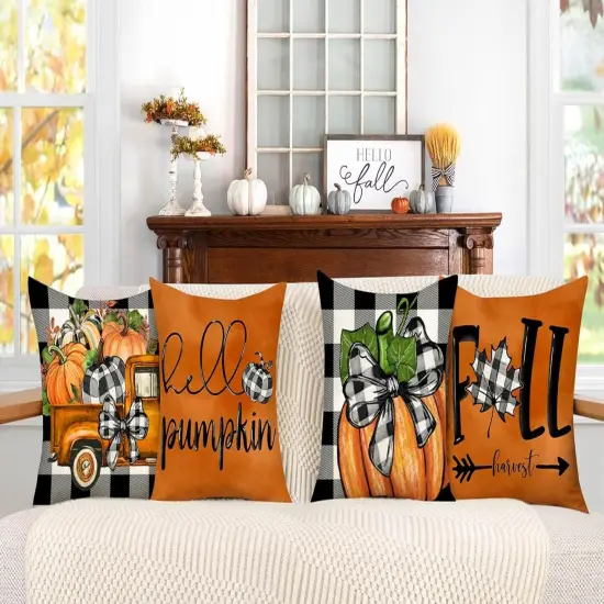 Set of 4 Fall Pillow Covers 20x20 {2}