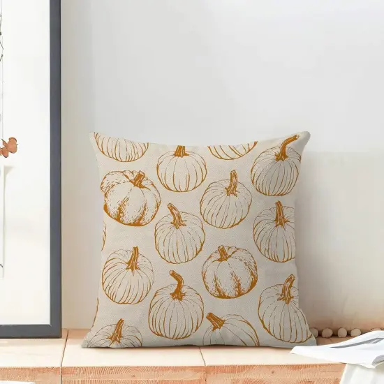Set of 2 Fall Pillow Covers 18x18(Burnt Orange Pumpkin) {3}