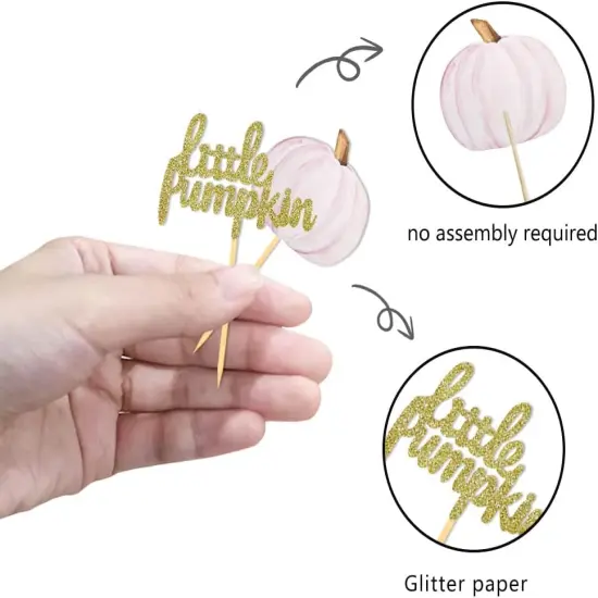 Little Pumpkin Cupcake Toppers, Thanksgiving Birthday Baby Shower Fall Theme Party {5}