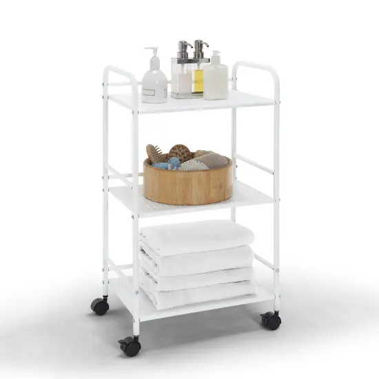 3-Tier Rolling Utility Cart &ndash; Metal Storage Organizer with Wheels Black {7}