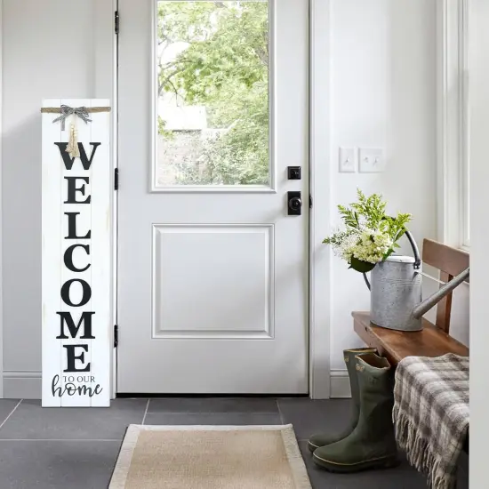 Solid Wood Farmhouse Welcome Sign (Whitewashed) {2}