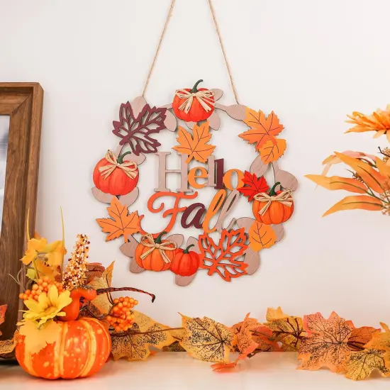 Hello Fall Wreaths Wooden Welcome Signs (Multicolor) {2}