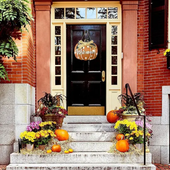Fall Door Decor Pumpkin Welcome Sign (Pumpkin) {4}