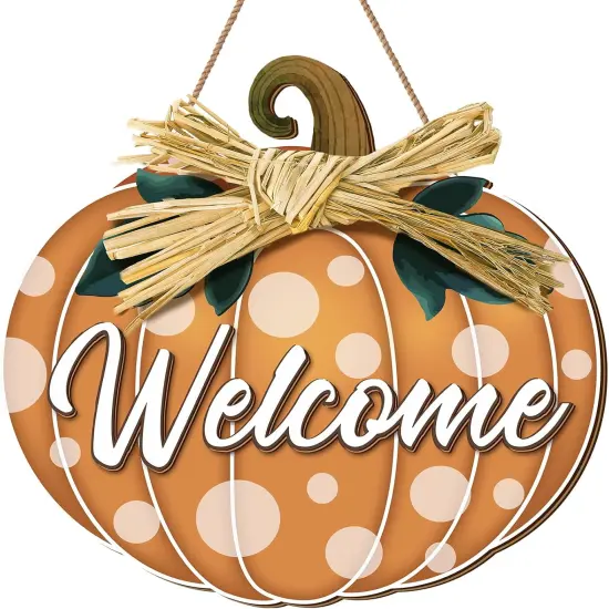 Fall Door Decor Pumpkin Welcome Sign (Pumpkin) {1}