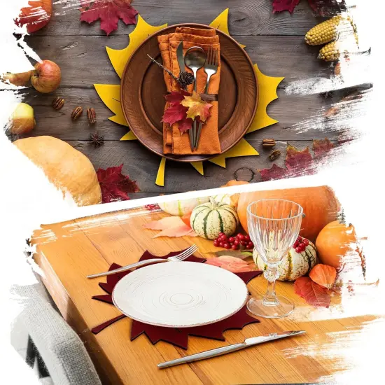 10 Pcs Fall Maple Leaf Placemats (12.8 Inch) {4}
