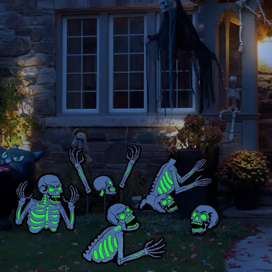 5 Pieces Halloween Yard Signs Outdoor Decorations Fluorescent Halloween {2}