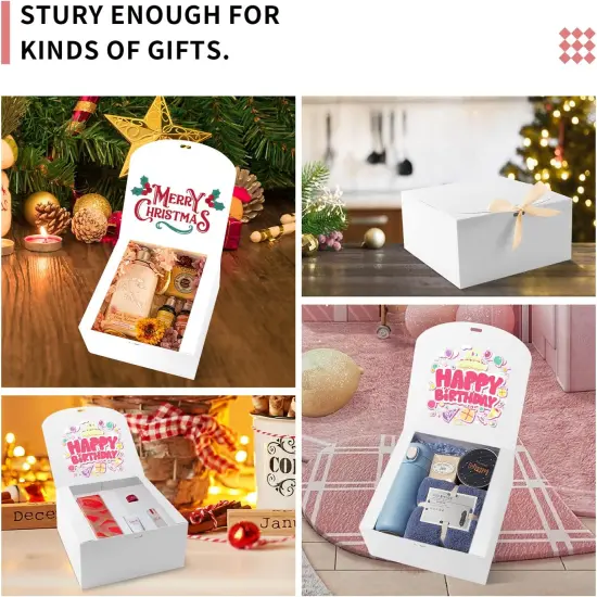 12pack Gift Boxes with Lids,White Gift Boxes Bulk with Gold Bow Ribbon,Bridesmaid Proposal Box for Presents Kraft Paper {4}